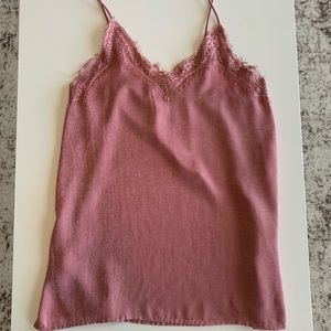 Pink satin tank top
